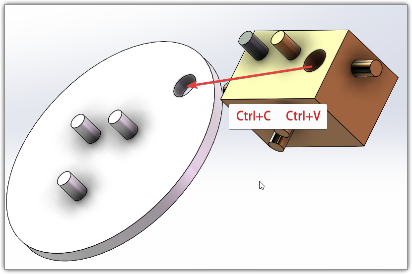 SolidWorks中，复制特征可以这样操作