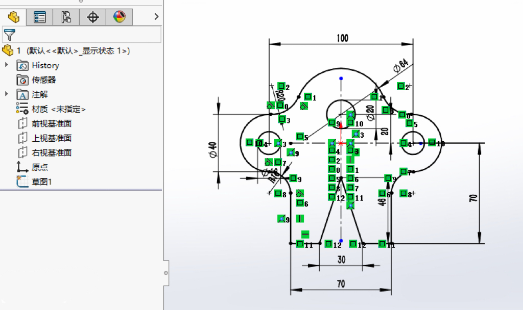 SolidWorks中，草图绿色几何关系图标代表什么意思？